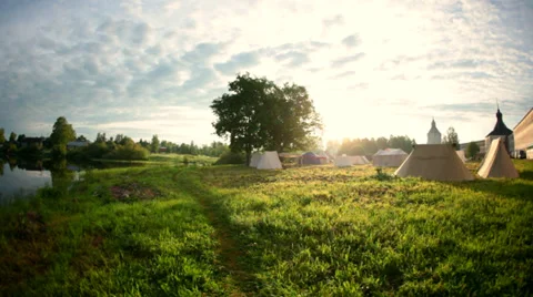 Sunrise over the old castle Stock Footage 32451733