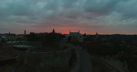 Sunrise over the old town 스톡 동영상 68093370