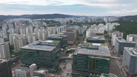 Sunrise over Pangyo Techno Valley and IT Business District in Gyeonggi Stock Footage 346473119