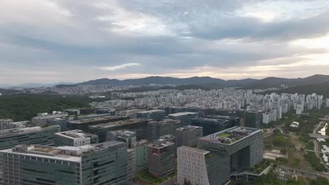Sunrise over Pangyo Techno Valley and IT Business District in Gyeonggi Stock Footage 346477745
