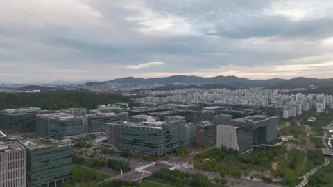 Sunrise over Pangyo Techno Valley and IT Business District in Gyeonggi Stock Footage 346478243