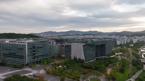 Sunrise over Pangyo Techno Valley and IT Business District in Gyeonggi Stock Footage 346481373