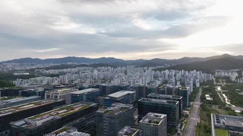 Sunrise over Pangyo Techno Valley and IT Business District in Gyeonggi Stock Footage 346482656