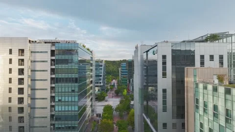 Sunrise over Pangyo Techno Valley and IT Business District in Gyeonggi Stock Footage 346485145