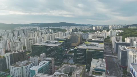 Sunrise over Pangyo Techno Valley and IT Business District in Gyeonggi Stock Footage 346487753