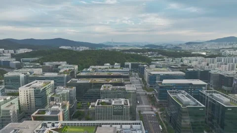 Sunrise over Pangyo Techno Valley and IT Business District in Gyeonggi Stock Footage 346490022
