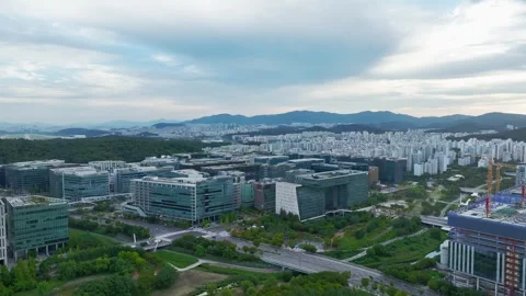 Sunrise over Pangyo Techno Valley and IT Business District in Gyeonggi Stock Footage 346492603