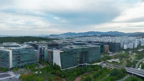 Sunrise over Pangyo Techno Valley and IT Business District in Gyeonggi Stock Footage 346493135