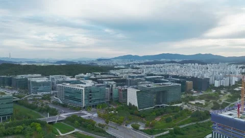 Sunrise over Pangyo Techno Valley and IT Business District in Gyeonggi Stock Footage 346493209
