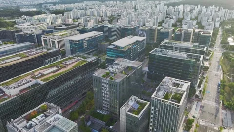 Sunrise over Pangyo Techno Valley and IT Business District in Gyeonggi 库存影片 346494775
