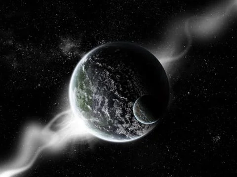 Sunrise over planet in space Stock Illustration