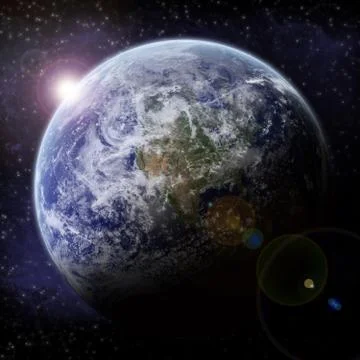 Sunrise over planet in space Stock Illustration