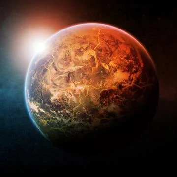 Sunrise over planet in space Stock Illustration