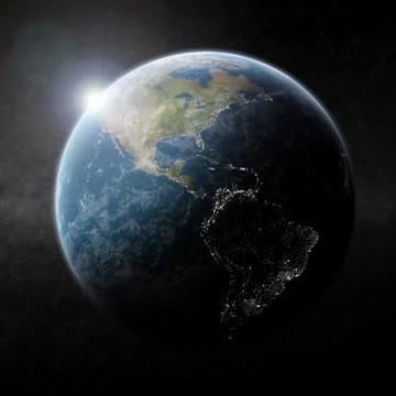 Sunrise over planet in space Stock Illustration