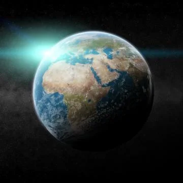 Sunrise over planet in space Stock Illustration