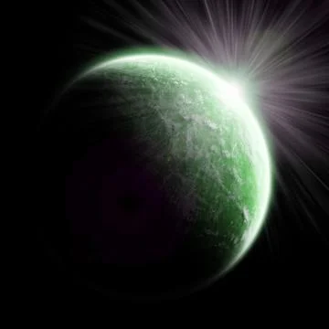 Sunrise over planet in space Illustration
