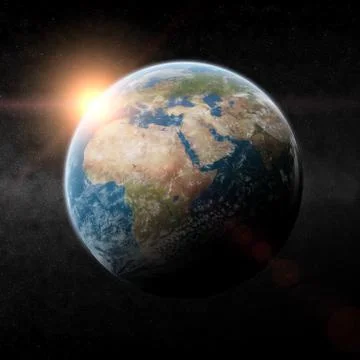 Sunrise over planet in space Stock Illustration