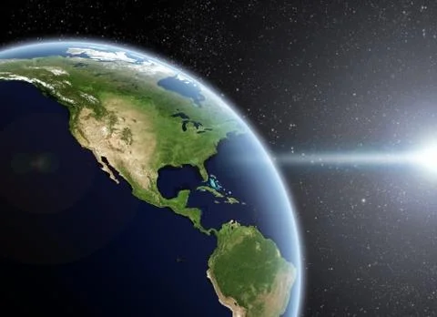 Sunrise over planet in space 스톡 일러스트
