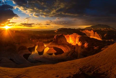 Sunrise over Reflection Canyon Stock Photos