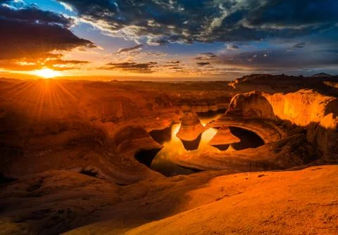 Sunrise over Reflection Canyon Stock Photos
