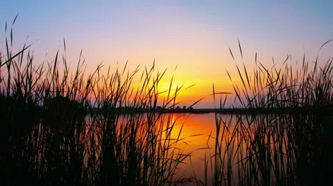 Sunrise over the river. 4K. FULL HD, 4096x2304. Stock Footage 35116704