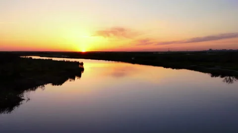Sunrise over the river. Stock Footage 50327754
