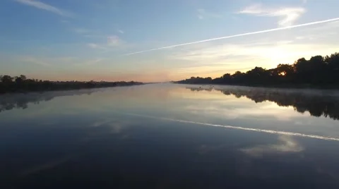 Sunrise over the river 스톡 동영상 56301872
