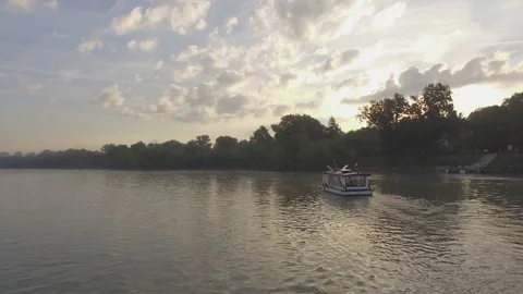 Sunrise over the river Stock Footage 80574377