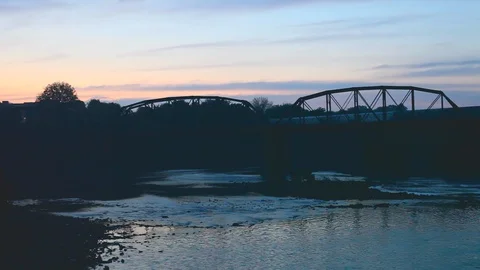 Sunrise over River Stock Footage 124599396