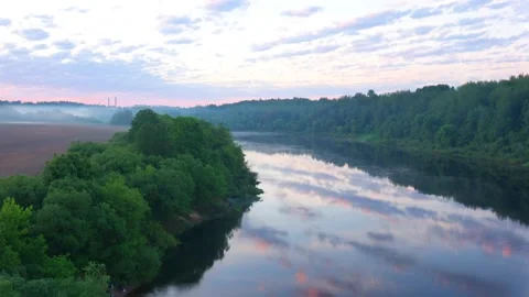 Sunrise over the river Stock Footage 276343708