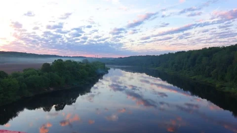 Sunrise over the river Stock Footage 276343718
