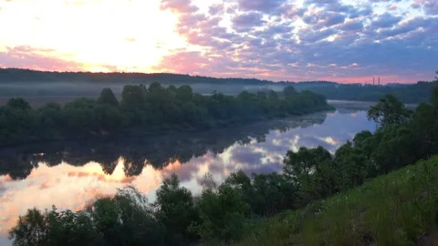Sunrise over the river Stock Footage 276343742
