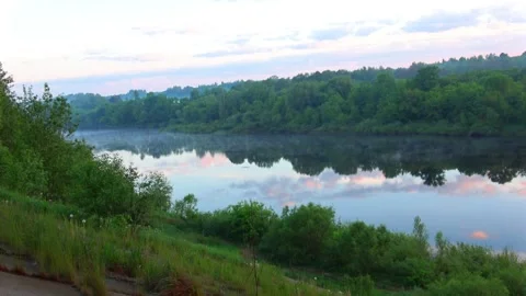 Sunrise over the river Stock Footage 276343765