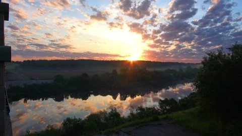 Sunrise over the river Stock Footage 276343785