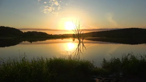 Sunrise over the river Stock Footage 276876595