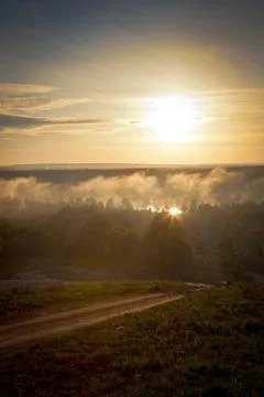 Sunrise over the river Stock Photos