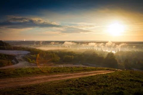 Sunrise over the river Foto stock