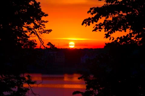 Sunrise over the river Foto stock