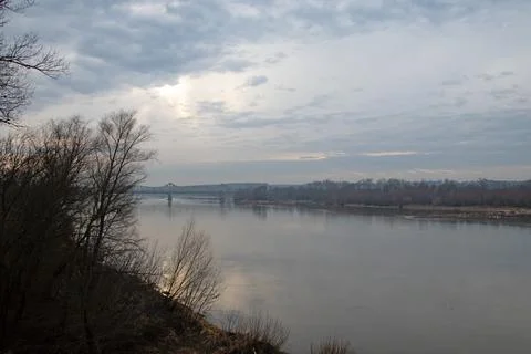 Sunrise over the river Stock Photos