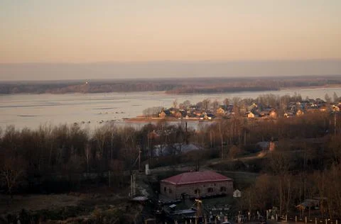 Sunrise over the river Stock Photos
