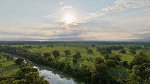 Sunrise over River Stock Photos