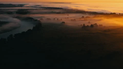 Sunrise over the river. Сlouds over the river. Stock Footage 173045360