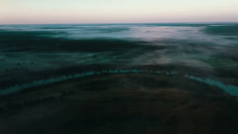 Sunrise over the river. Сlouds over the river. Stock Footage 173068219