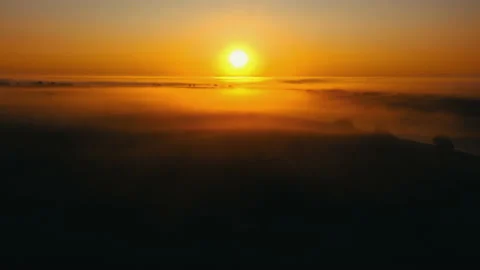 Sunrise over the river. Сlouds over the river. Stock Footage 173095926