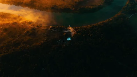 Sunrise over the river. Сlouds over the river. Stock Footage 173119115