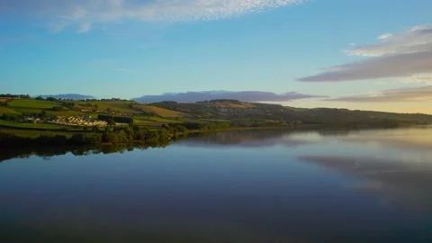 Sunrise over River Teign from a drone, Newton Abbot, Devon, England, Europe Stock-Footage 162557725