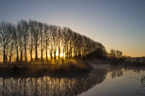 Sunrise Over the River Thames Stock Photos