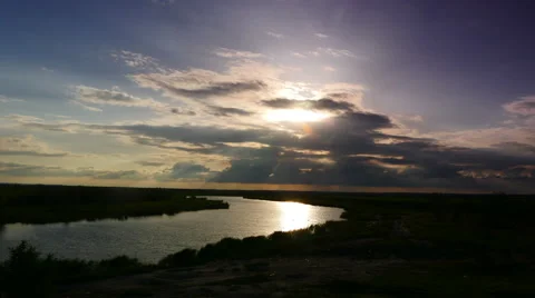 Sunrise over the river Timelapse. Stock Footage 50518240