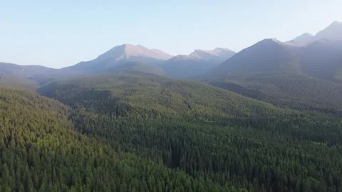 Sunrise Over a Rolling Forest and Mountain Wilderness Stock Footage 318818024