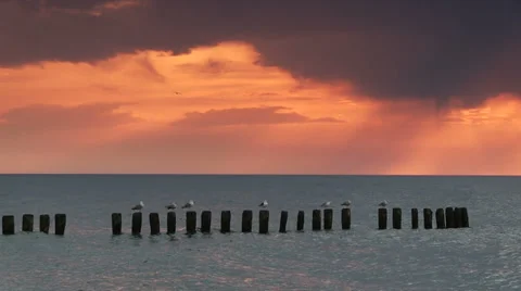 Sunrise over the sea Stock Footage 32594544